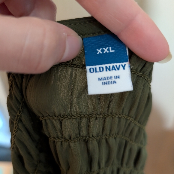 OLD NAVY Fitted Puff Sleeve Smocked Chiffon Top in Green Size XXL - Picture 2 of 5